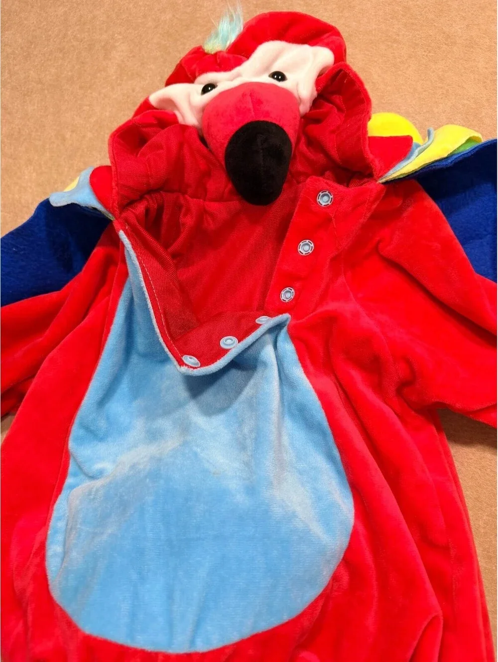 Baby parrot pirate halloween cosplay costume plush bodysuit with wings 6-12month